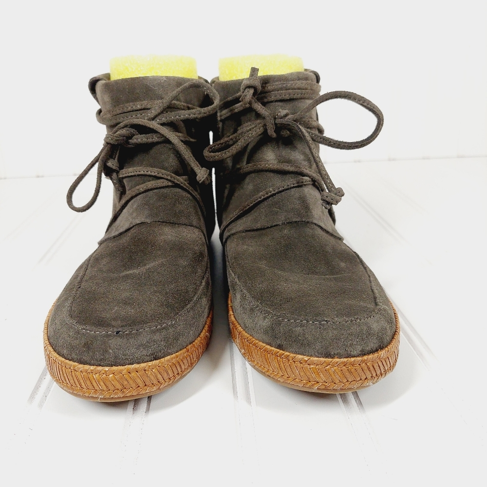 UGG Australia Reid Suede Leather Brown Winter Flat Moccasin Ankle Boots A984 - Picture 3 of 11